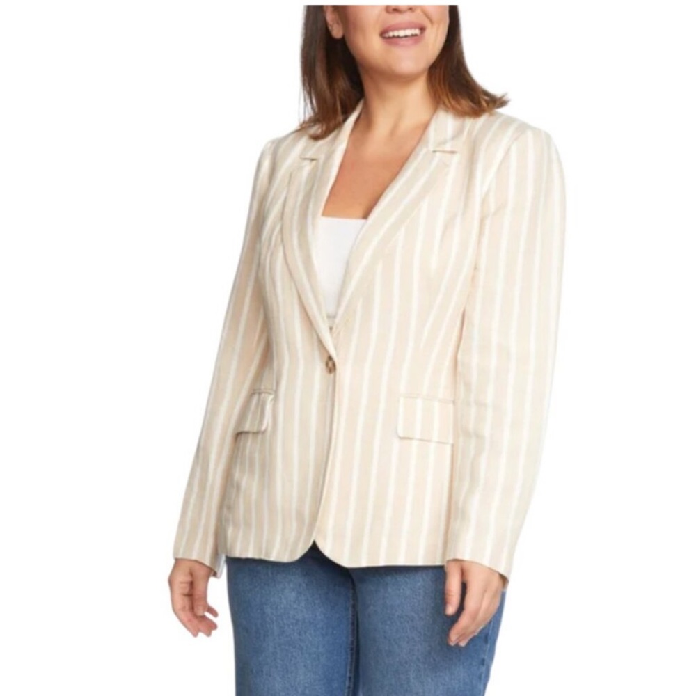 XL Philosophy republic clothing Lined
striped Linen Beige Blazer